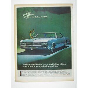 Print Ad Oldsmobile Jetstar 88 Car 1966 Rocket Action MOD Fashion Auto